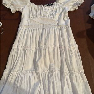 SHEIN Cream White Dress with Puff Sleeves